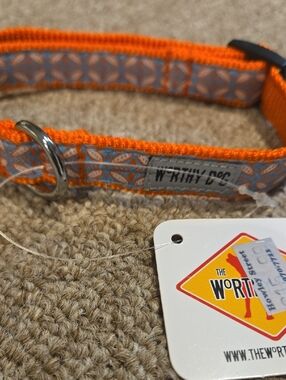 Worthy Dog Orange Pattern Nylon Dog Collar Size Small